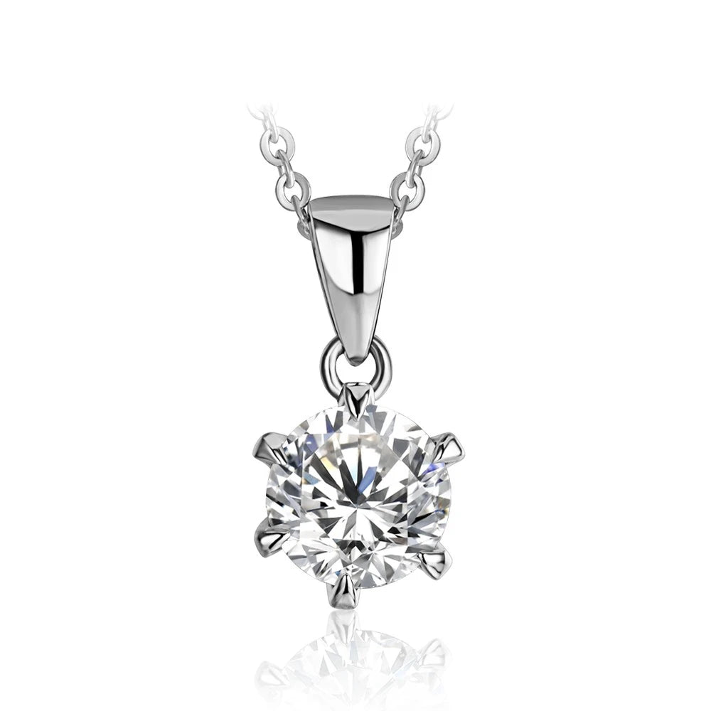 CHARMING 1 Carat Moissanite Necklace Pendant Lab Diamond 925 Silver Rhodium plating for Women Fine Classic Gemstone Necklace - Uknowucme