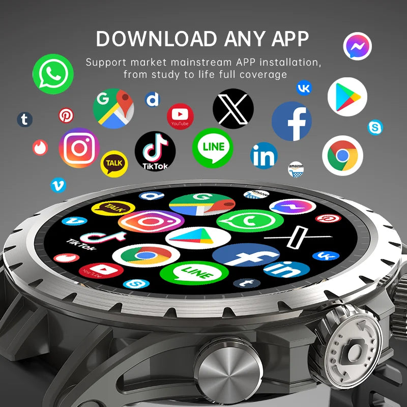 4G Full Netcom Android 9.0 4G Smart Watch 1.43'' Amoled Screen Display 8GB+128GB GPS WIFI Video Call 5MP Camera Q85 Smartwatch