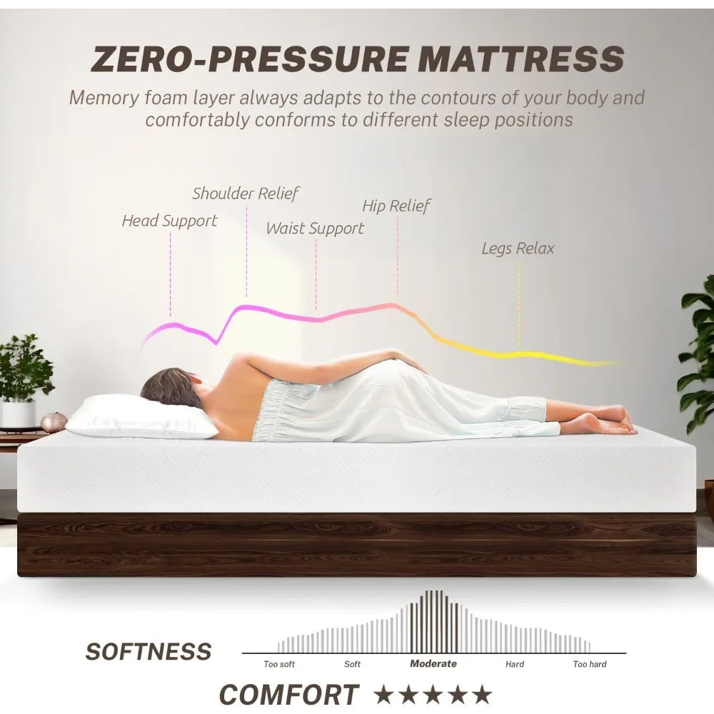 Full Size Mattress for Pressure Relief & Cooler Sleep, CertiPUR-US Certified, 10 Inch Medium-Firm Gel Memory Foam Mattress - Uknowucme