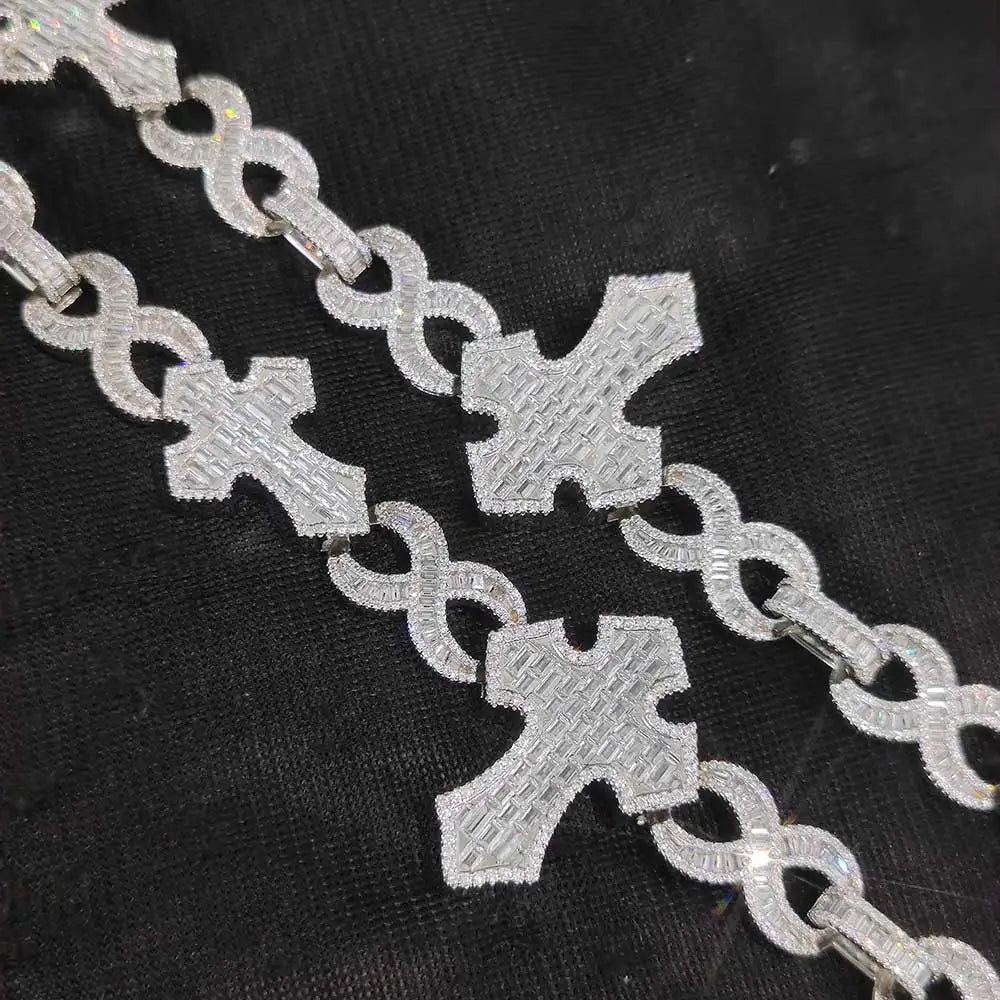 ESKEEM Big Cross Infinite Cuban Chain Necklace Full Iced Out CZ Link Chain Cubic Zircon Fashion Luxurious Choker HipHop Jewelry