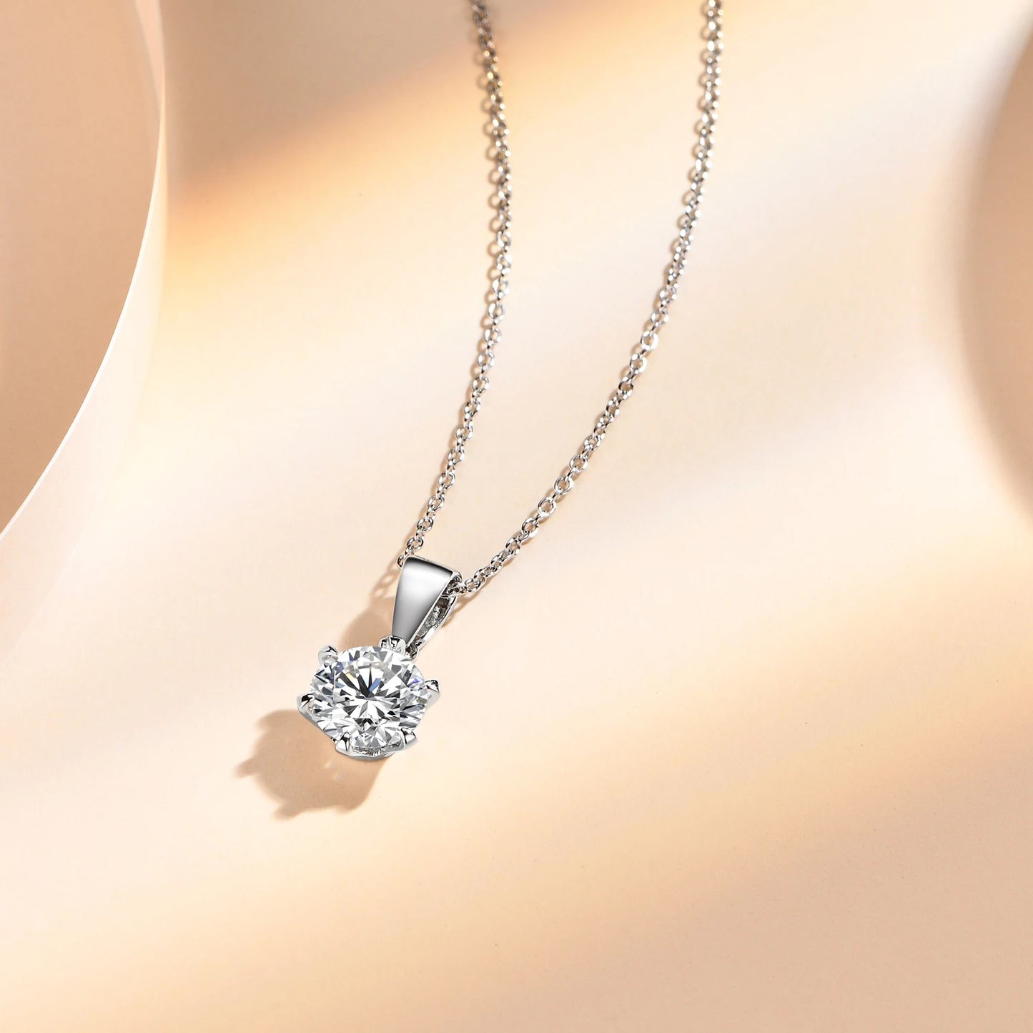 CHARMING 1 Carat Moissanite Necklace Pendant Lab Diamond 925 Silver Rhodium plating for Women Fine Classic Gemstone Necklace - Uknowucme