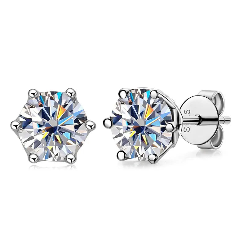 Butterflykiss Real 1 CT D Color Moissanite Stud Earrings For Women Top Quality 925 Sterling Silver Sparkling Wedding Jewelry - Uknowucme