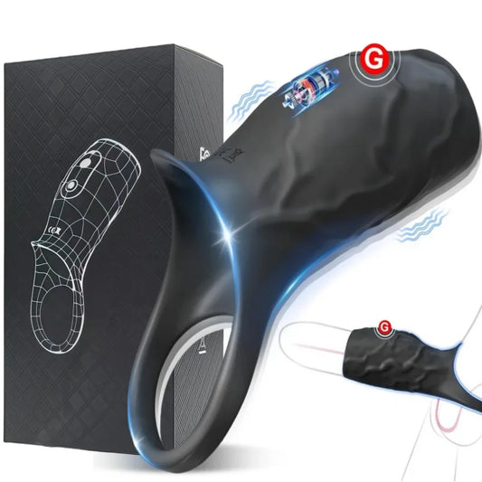 Vibrating men's penis set, fine-locking set vibrator penis erection testicles G-spot irritating toy shared fun for men and women