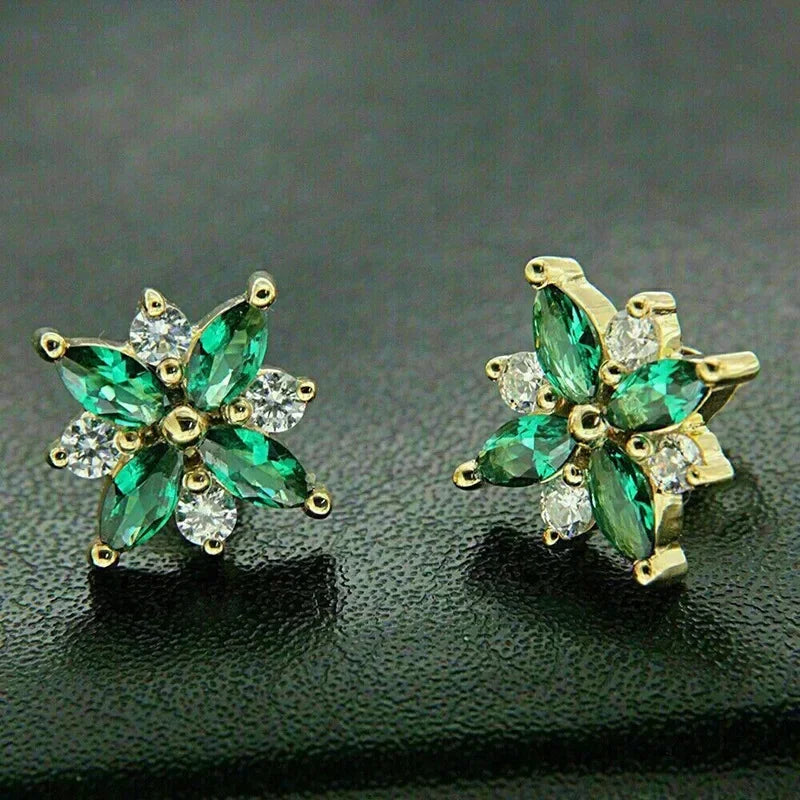 2025 Geometric Green CZ Sparkling Cubic Zirconia Earrings, Suitable for Women's Wedding Parties, Elegant  Jewelry - Uknowucme