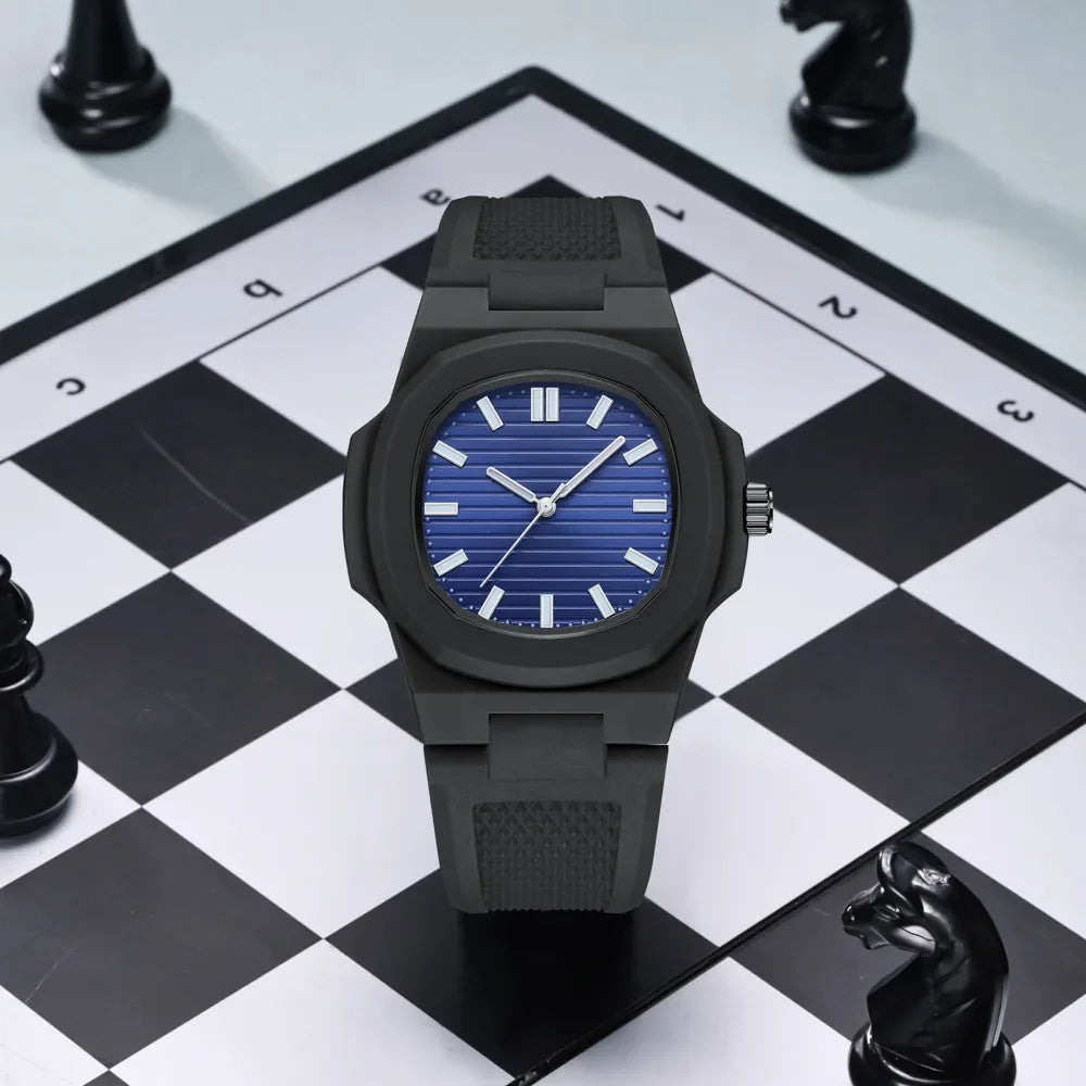 Men Women Watch Classic Orologio Simple Couple Black White Silicone Blue Reloj Quartz Wristwatch Male Man Ladies Student Clock - Uknowucme