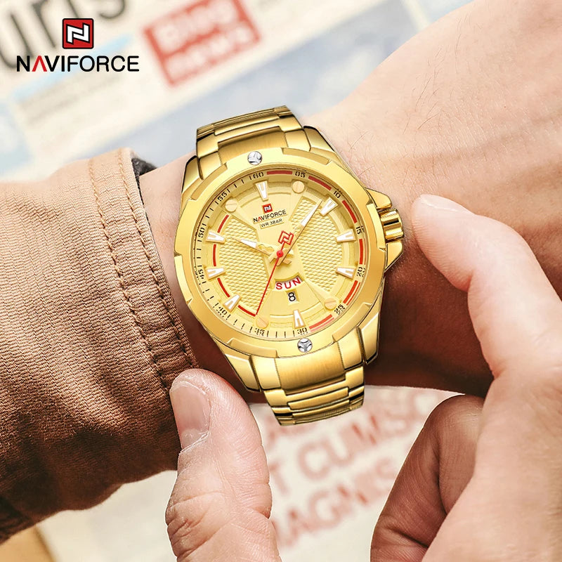 NAVIFORCE Men Luxury Wrist Watch Waterproof Business Male Watches Stainless Steel Casual Quartz Calendar Clock Relogio Masculino - Uknowucme
