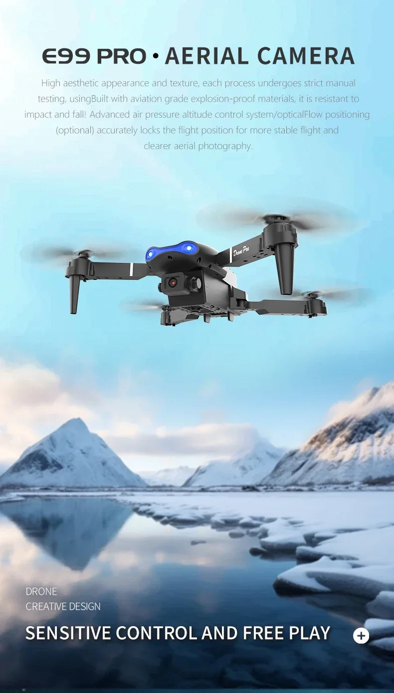 2024 E99Pro RC Drone 4K Professinal With 1080P Wide Angle HD Camera Foldable Helicopter WIFI FPV Height Hold Gift Toy - Uknowucme