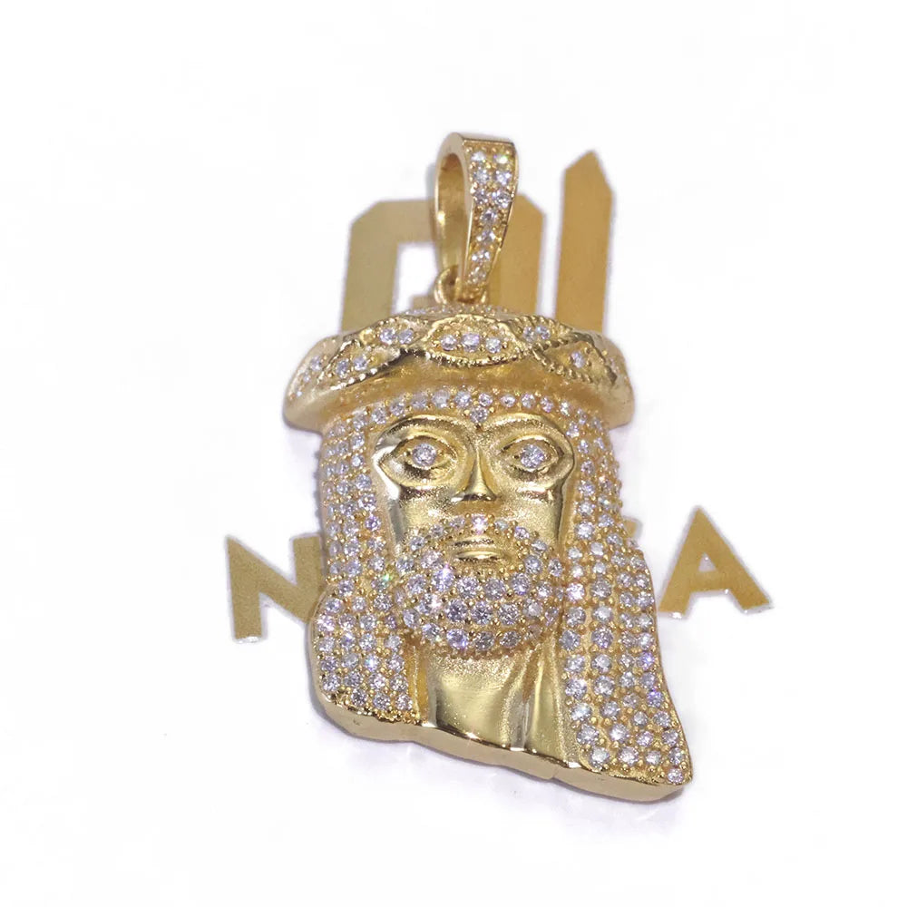 ESKEEM Hip Hop Moissanite Small Jesus Head Pendant 18k Gold Plated 925 Sterling Silver Iced Out VVS Jewelry Pass Diamond Test