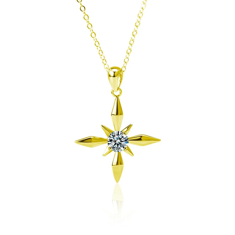 Moissanite Star Pendant Necklace Exquisite Sterling Silver S925 Clavicle Necklace, Elegant Girlfriend Gift, Light Luxury Jewelry - Uknowucme