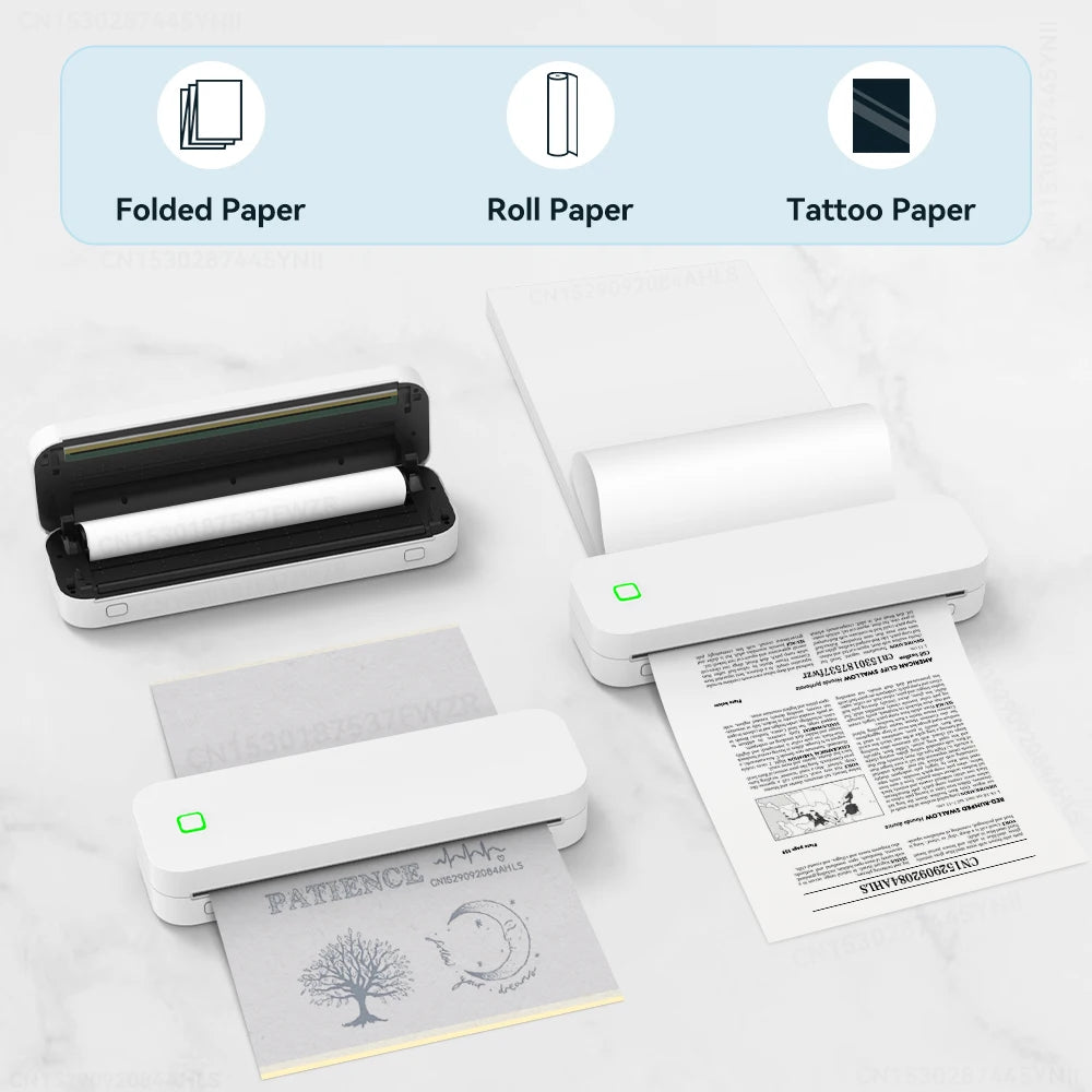 Portable A4 Thermal Printer No Need ink Bluetooth PDF Word File Document A4 Tattoo Transfer Paper Mobile Photo Printing Machine - Uknowucme