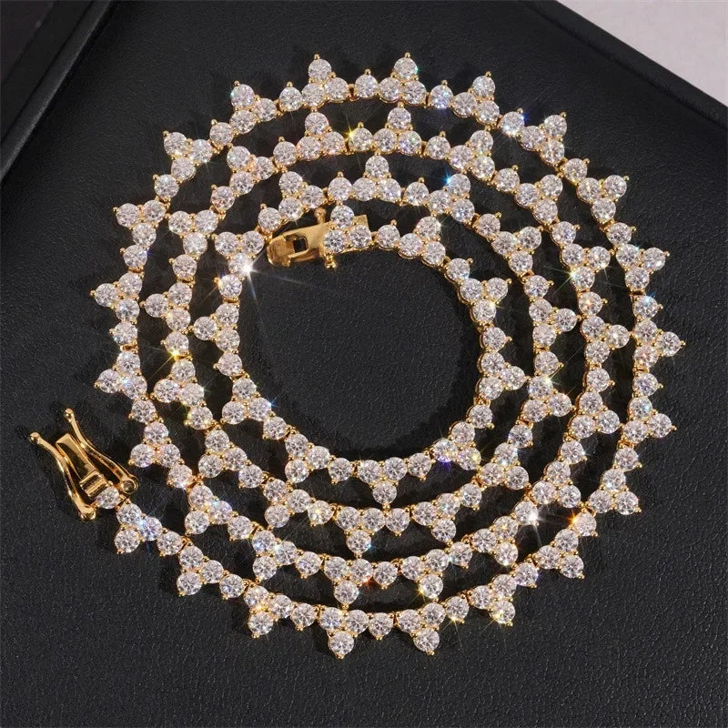 925 Silver 2.5MM Real Moissanite Tennis Necklace 3 Prong Hiphop Jewelry Bling Diamond Link Chain Necklaces Women Men Pass Tester - Uknowucme