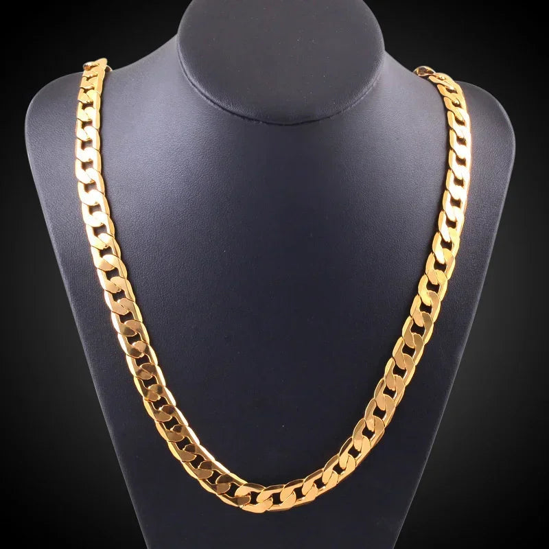 Special offer 18K gold Necklaces 925 Stamp Silver color Classic 8MM sideways chain for Men woman fine Jewelrys Wedding party - Uknowucme