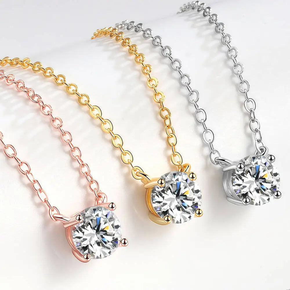 TY 925 Sterling Silver Moissanite Women's Necklace 1-5 Carat Moissanite Three Colors D Color With Certificate Fine Ewelry Gift - Uknowucme