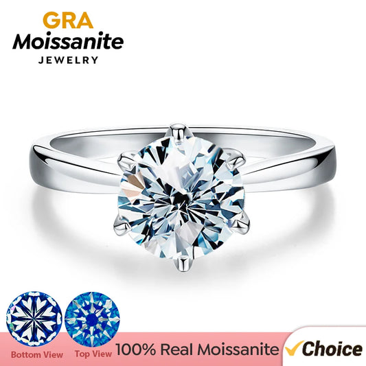 GRA 0.5ct 1ct Real Moissanite Ring Engagement Wedding Diamond Rings for Women 925 Sterling Silver Luxury Quality Fine  Jewelry - Uknowucme