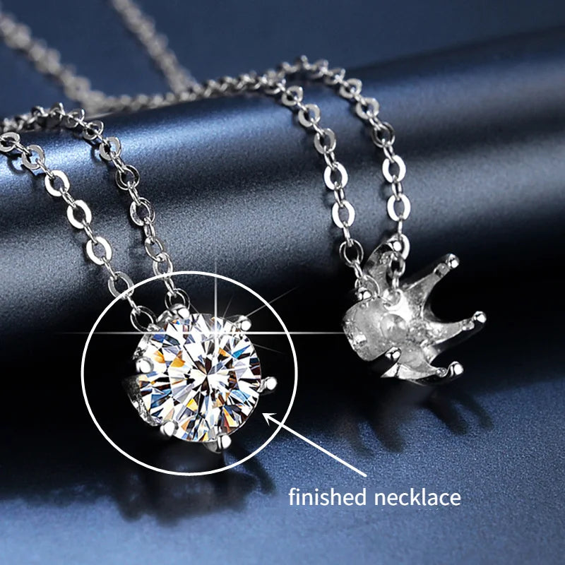 HOYON Genuine Sterling Silver Pendant Classic Six Claw D Color Moissanite Ring Diamond pt950 Necklace for women Proposal gift - Uknowucme