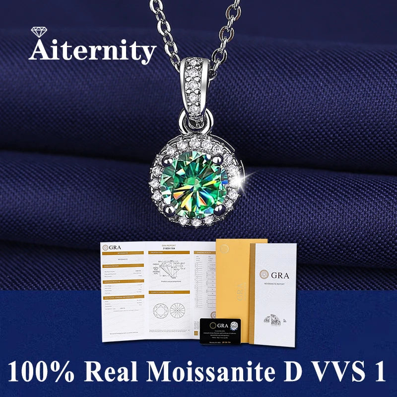 925 Sterling Silver Necklace Pendant 100% Real Moissanite For Women Fashion Clavicle Chain Necklaces Wedding Party Jewelry Gift - Uknowucme