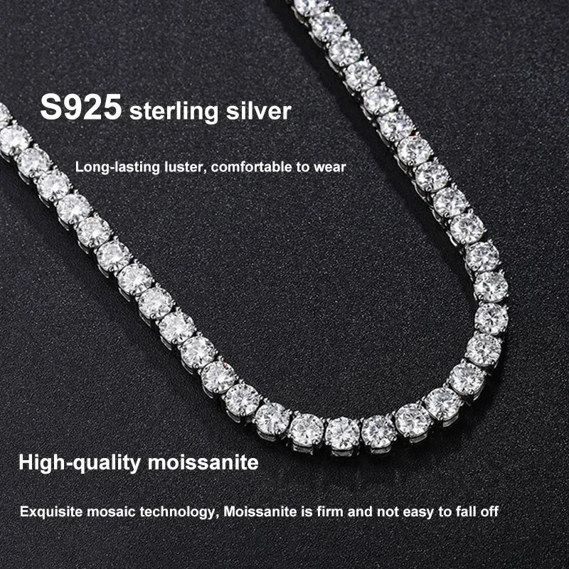 NeeTim 925 Sterling Silver Real Moissanite Tennis Necklace Bracelet for Women Men Lab Diamonds with GRA Certificate Neck Chain - Uknowucme