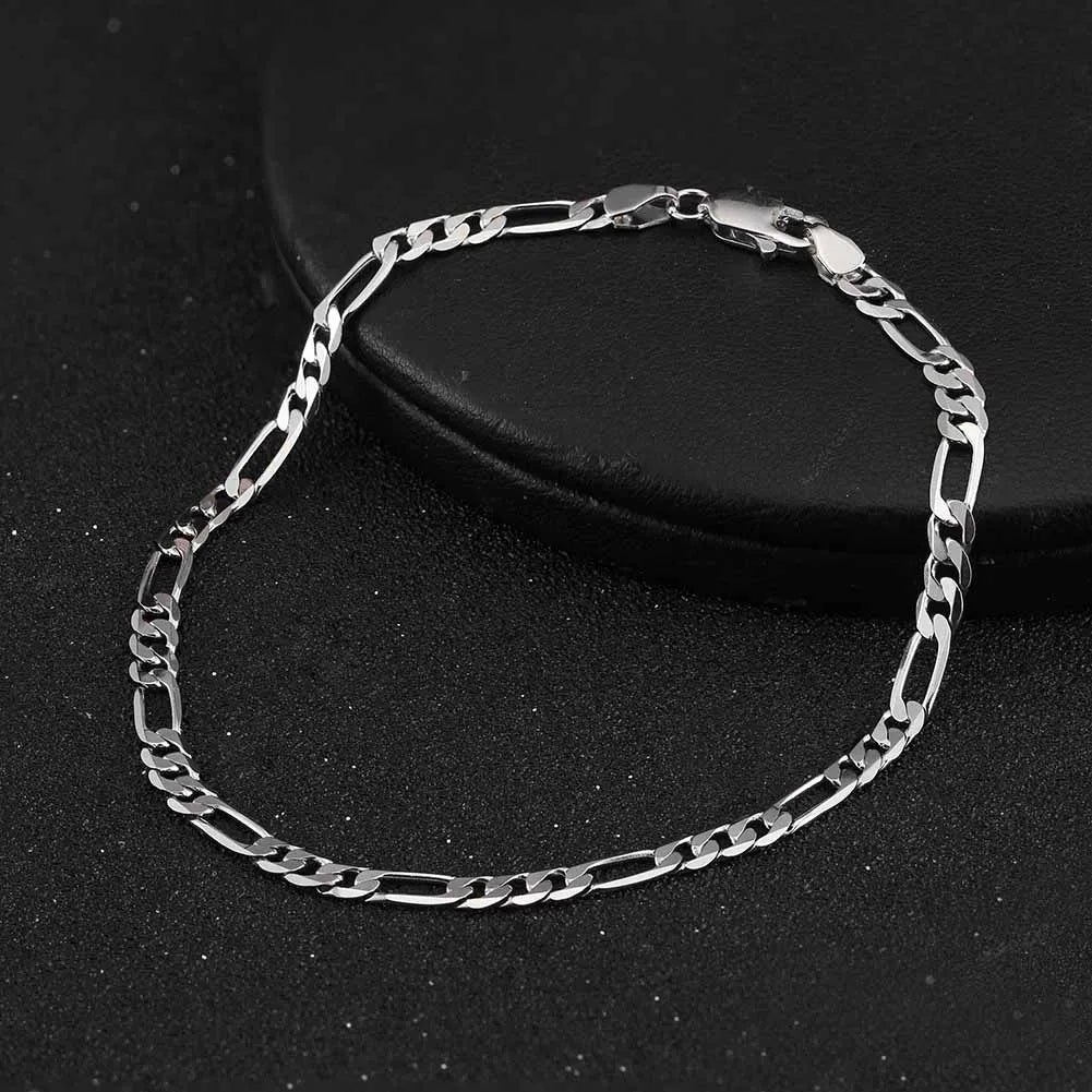 ORSA JEWELS Real 925 Sterling Silver Figaro Bracelets for Women 14K Gold Plated 3.3mm Figaro Link Chain Bracelets Jewelry SB66 - Uknowucme