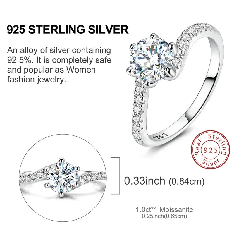 Moissanite Ring Real 925 Sterling Silver Simple Sparkling Shiny Oval Stone Ring For Women Engagement Wedding Luxury Fine Jewelry - Uknowucme