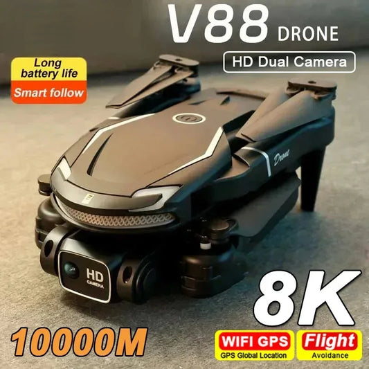 Mini New V88 Drone 8K Professional HD Aerial Photography 5G GPS Remote Control Aircraft HD Dual Camera Quadcopter Toy UAV - Uknowucme