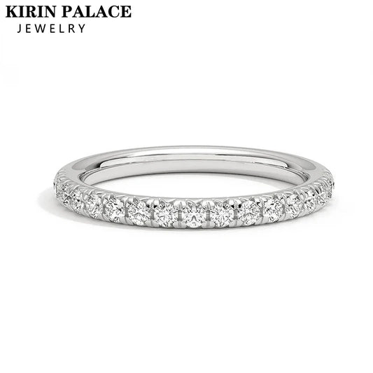 Moissanite Ring 925 Sterling Silver with White Gold Plated Full Diamond Eternity Band Engagement Wedding Rings for Women - Uknowucme