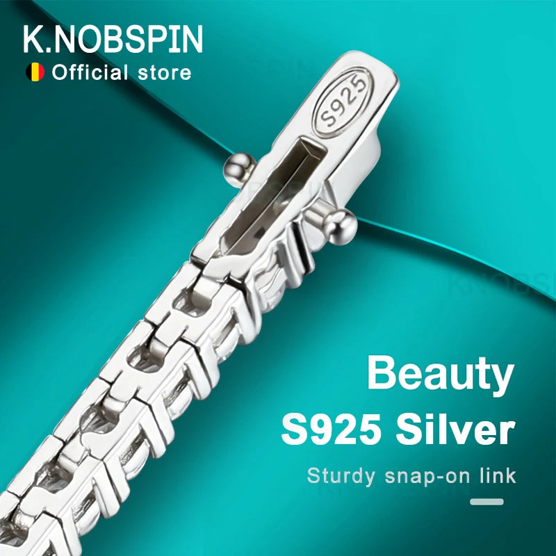 KNOBSPIN 2mm D Color Moissanite Tennis Bracelets for Woman Man Sparkling Diamonds with GRA s925 Sterling Sliver Hip Hop Bracelet - Uknowucme