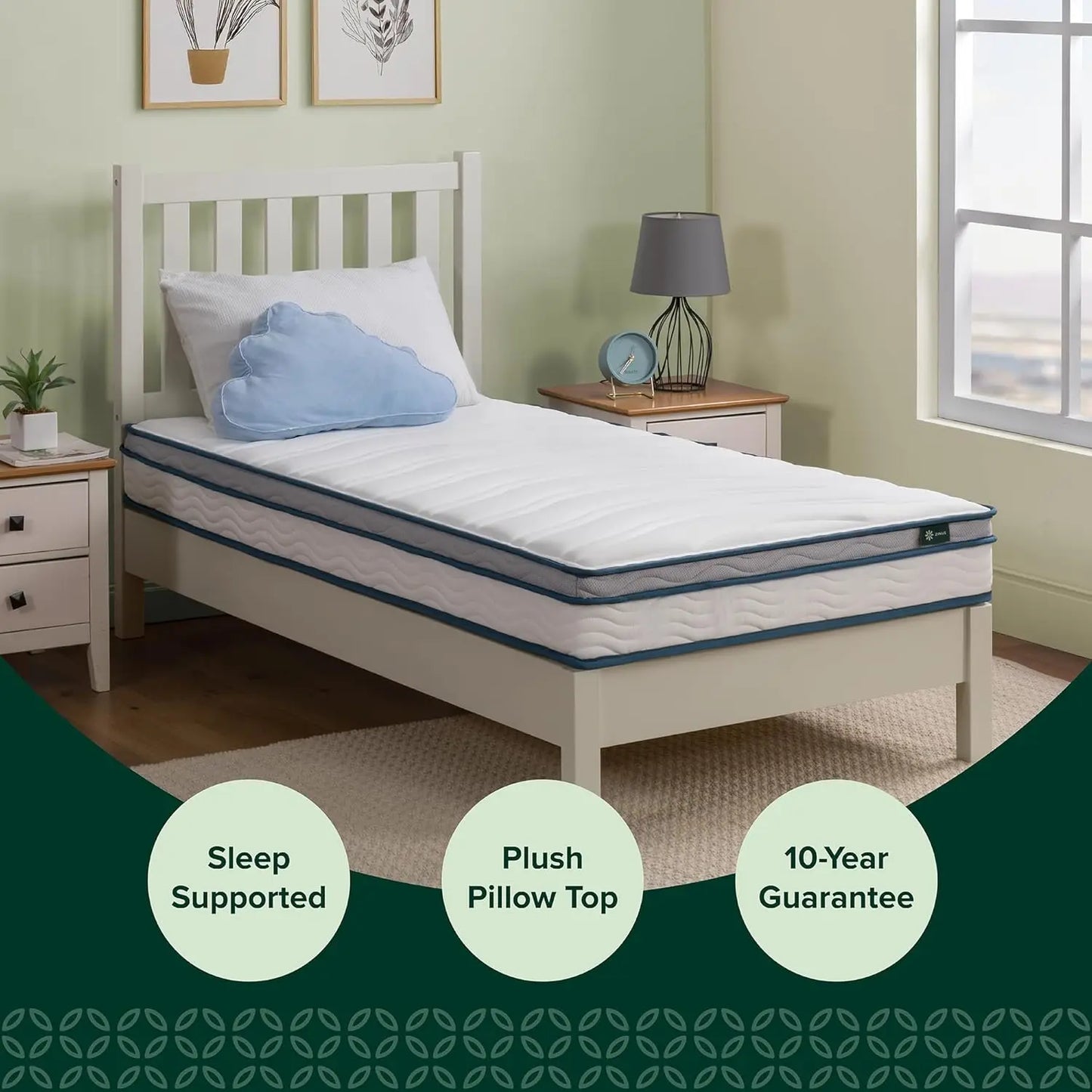 6 Inch Spring Sensation Hybrid Mattress [New Version], Medium Firm Feel, Fiberglass Free, Mattress in A Box, Twin - Uknowucme