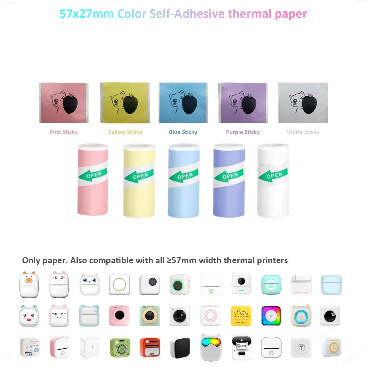 57*25mm Thermal Paper 30 Rolls White Children Camera Instant Print Kids Camera Printing Paper Replacement Accessories Parts - Uknowucme