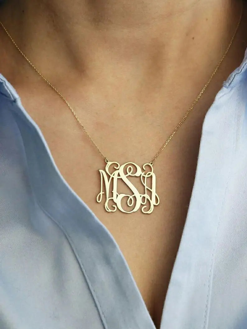 Customized Monogram Necklace For Women Personalized Stainless Steel Initials Letter Pendant Necklace Boho Jewelry Gift - Uknowucme