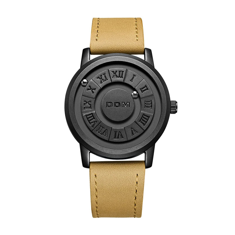 DOM 1345 Men Quartz Watch Fashion Personality Creative Scrolling Iron Ball Magnetic Pointer Waterproof  for Male Watches Gift - Uknowucme