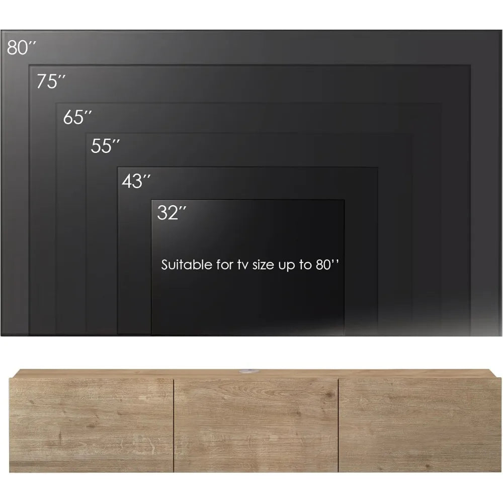 Atelier Mobili TV Stands for Living Room, TV Stand up to 75 inch TV, Floating TV Stand Wall Mounted, Floating Entertainment Cent