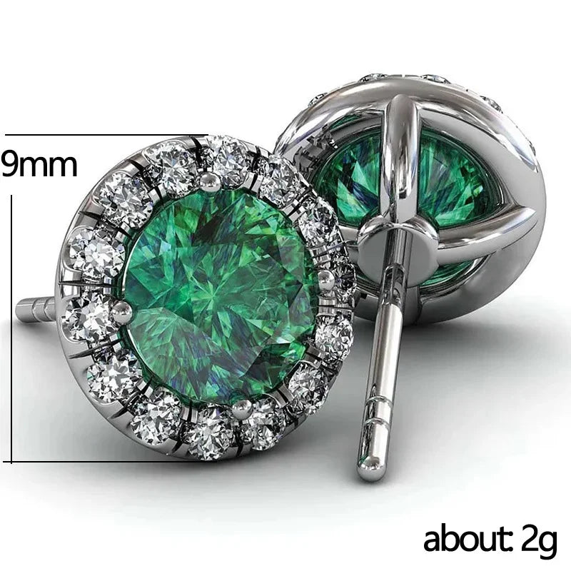 2025 Geometric Green CZ Sparkling Cubic Zirconia Earrings, Suitable for Women's Wedding Parties, Elegant  Jewelry - Uknowucme