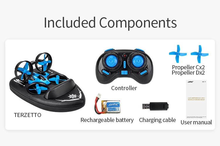 Sea, land, and air flight 3-in-1 JJRC H36F mini drone, unmanned mode, 360 ° roll 2.4G 6-axis quadcopter ship RC children's toy