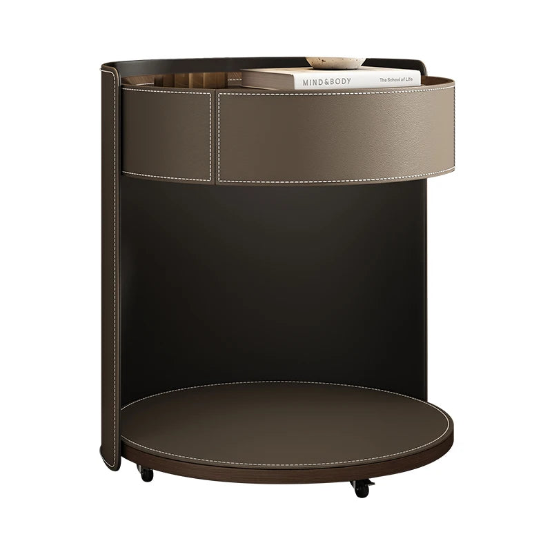 Modern Saddle Leather Nightstand Aesthetic Italian Luxury Trendy Bedside Table Drawers Nordic Mesitas De Noche Bedroom Furniture