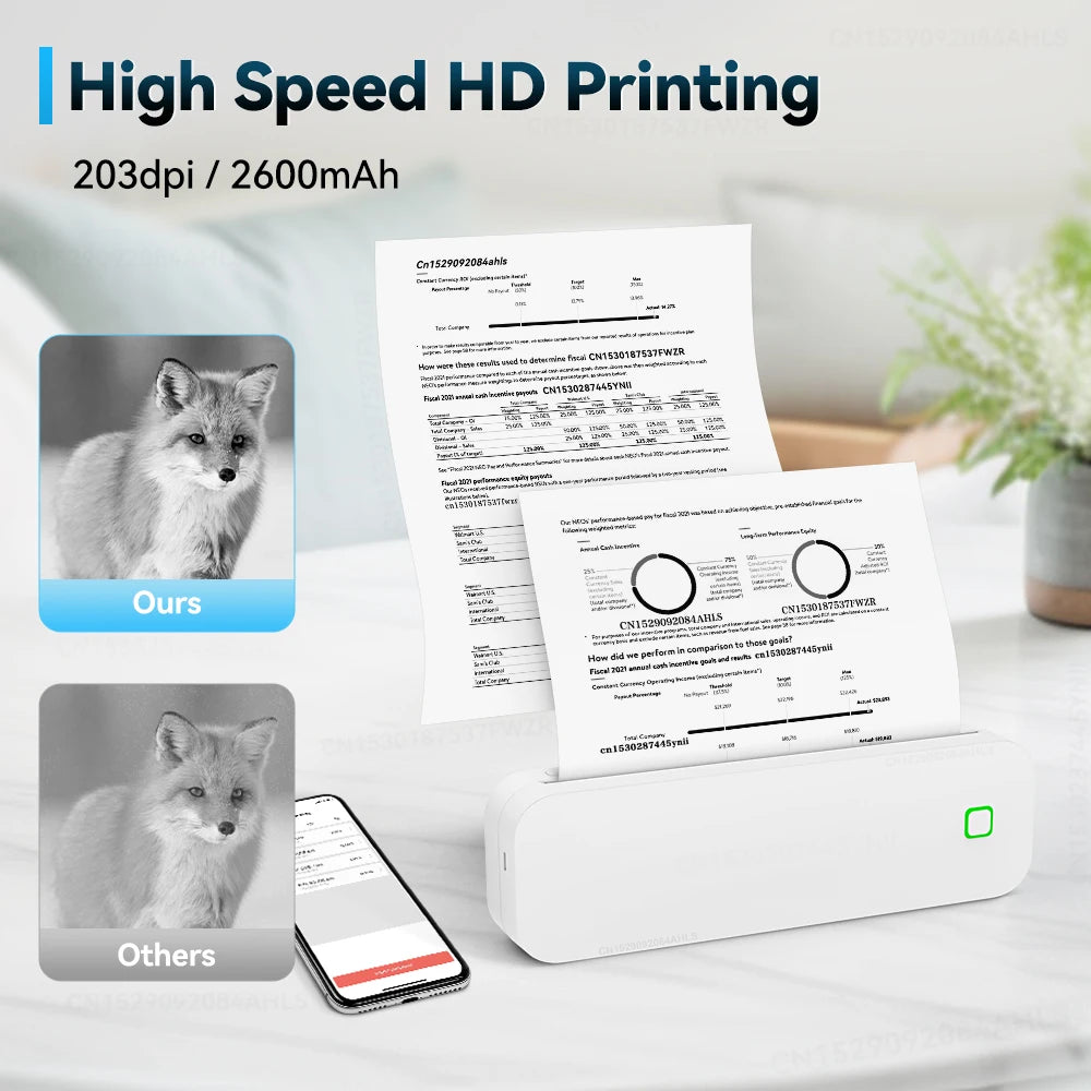 Portable A4 Thermal Printer No Need ink Bluetooth PDF Word File Document A4 Tattoo Transfer Paper Mobile Photo Printing Machine - Uknowucme