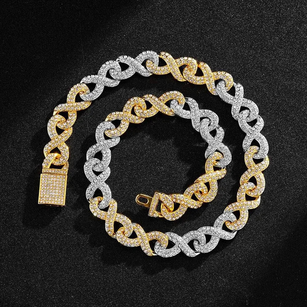 2023 New High Quality 15mm Iced Out Bling Micro Paved Cz Symbol Cuban Link Chain Choker Necklace Hip Hop Jewelry  For Boy Men - Uknowucme
