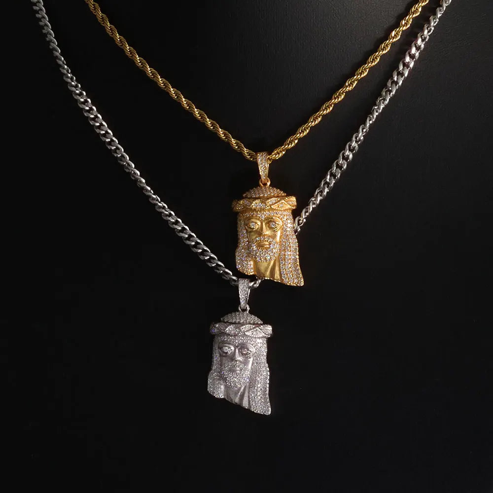 ESKEEM Hip Hop Moissanite Small Jesus Head Pendant 18k Gold Plated 925 Sterling Silver Iced Out VVS Jewelry Pass Diamond Test