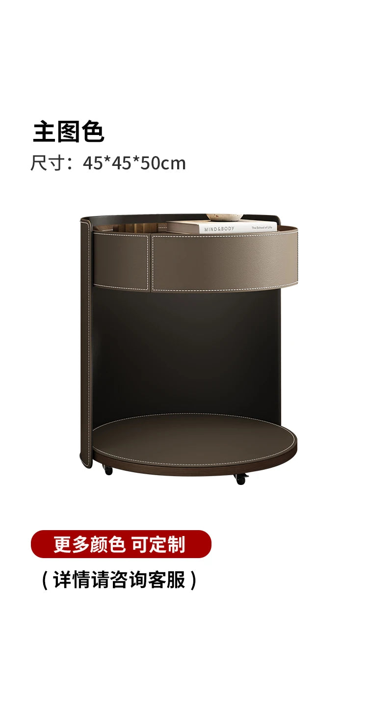 Modern Saddle Leather Nightstand Aesthetic Italian Luxury Trendy Bedside Table Drawers Nordic Mesitas De Noche Bedroom Furniture