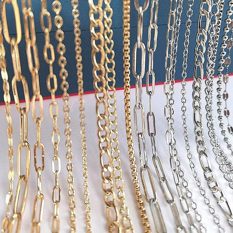 No Fade 2Meters Stainless Steel Chains for Jewelry Making DIY Necklace Bracelet Accessories Gold Chain Lips Beads Beaded Chain - Uknowucme