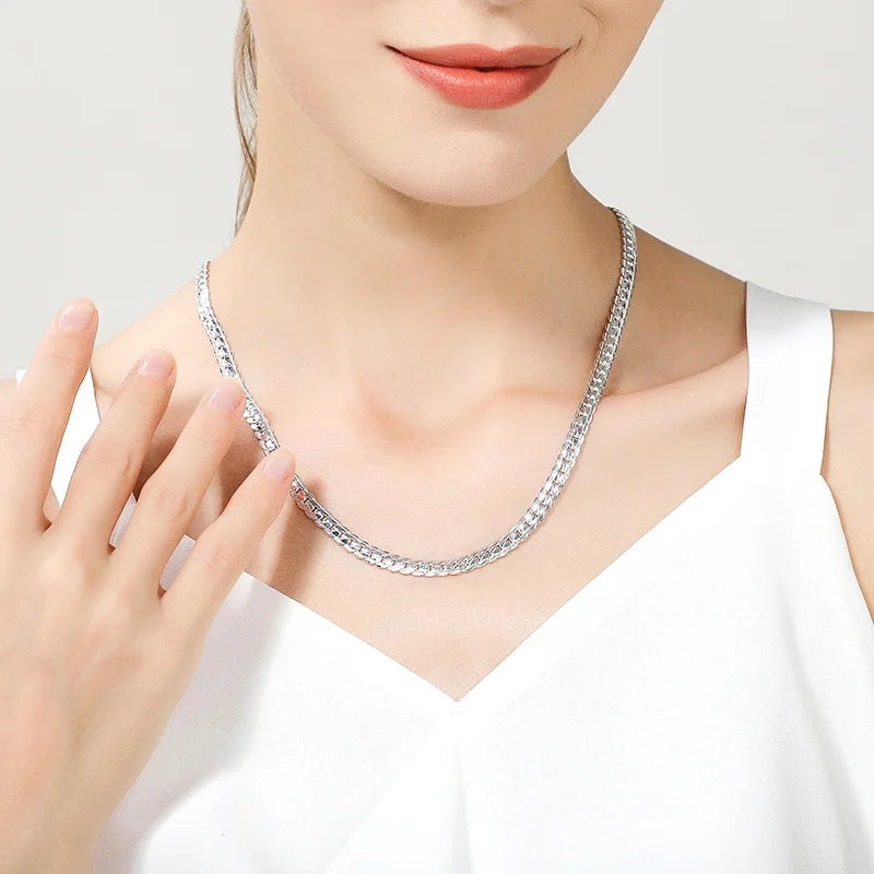 18K Gold/Silver Color 6mm Full Sideways Necklace 8/18/20/24 Inch Chain For Woman Men Fashion Wedding Engagement Jewelry - Uknowucme