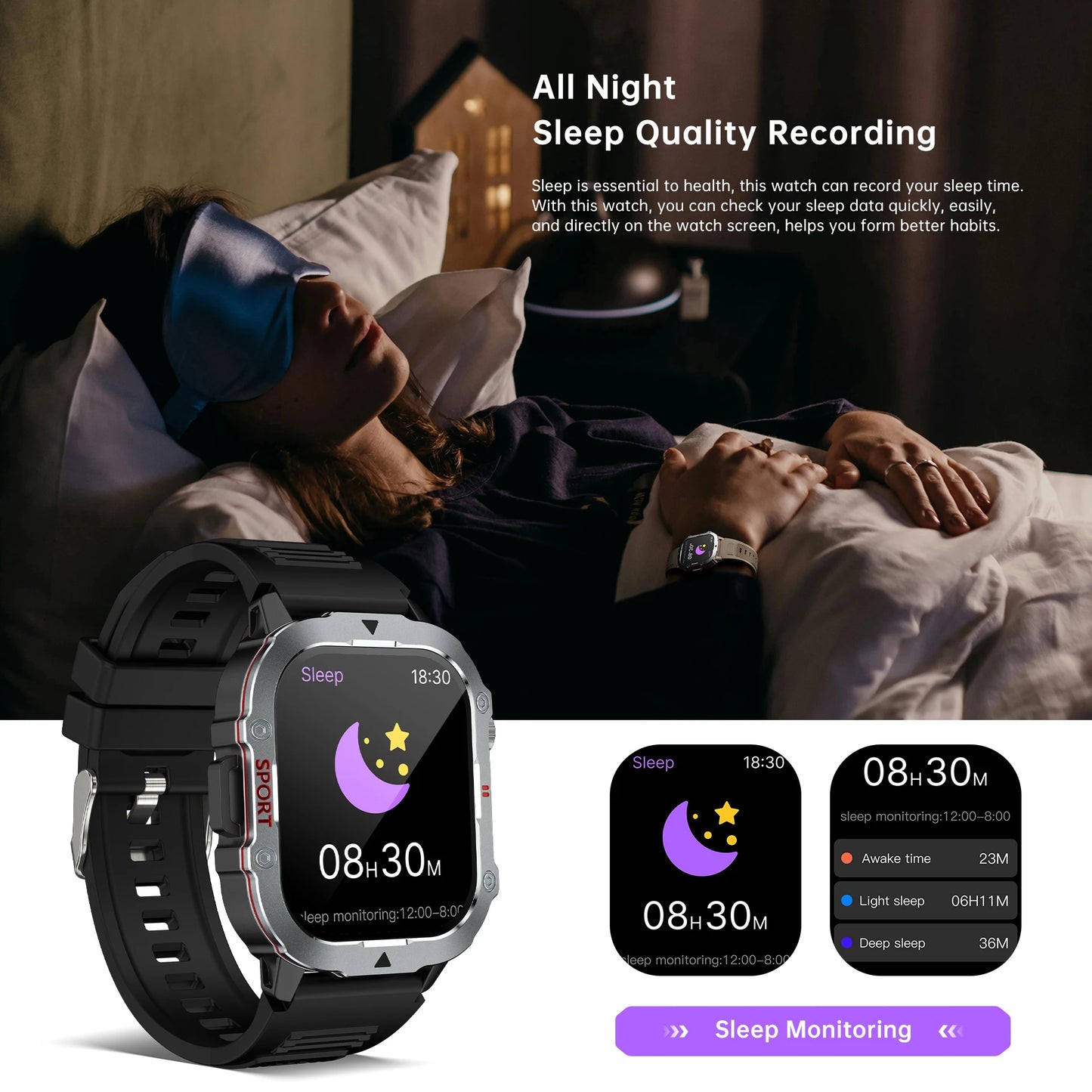 New Smart Watch Men Women  HD Screen  Route tracking BT Phone Call Sport and Health Monitor Full Touch Screen Smartwatch