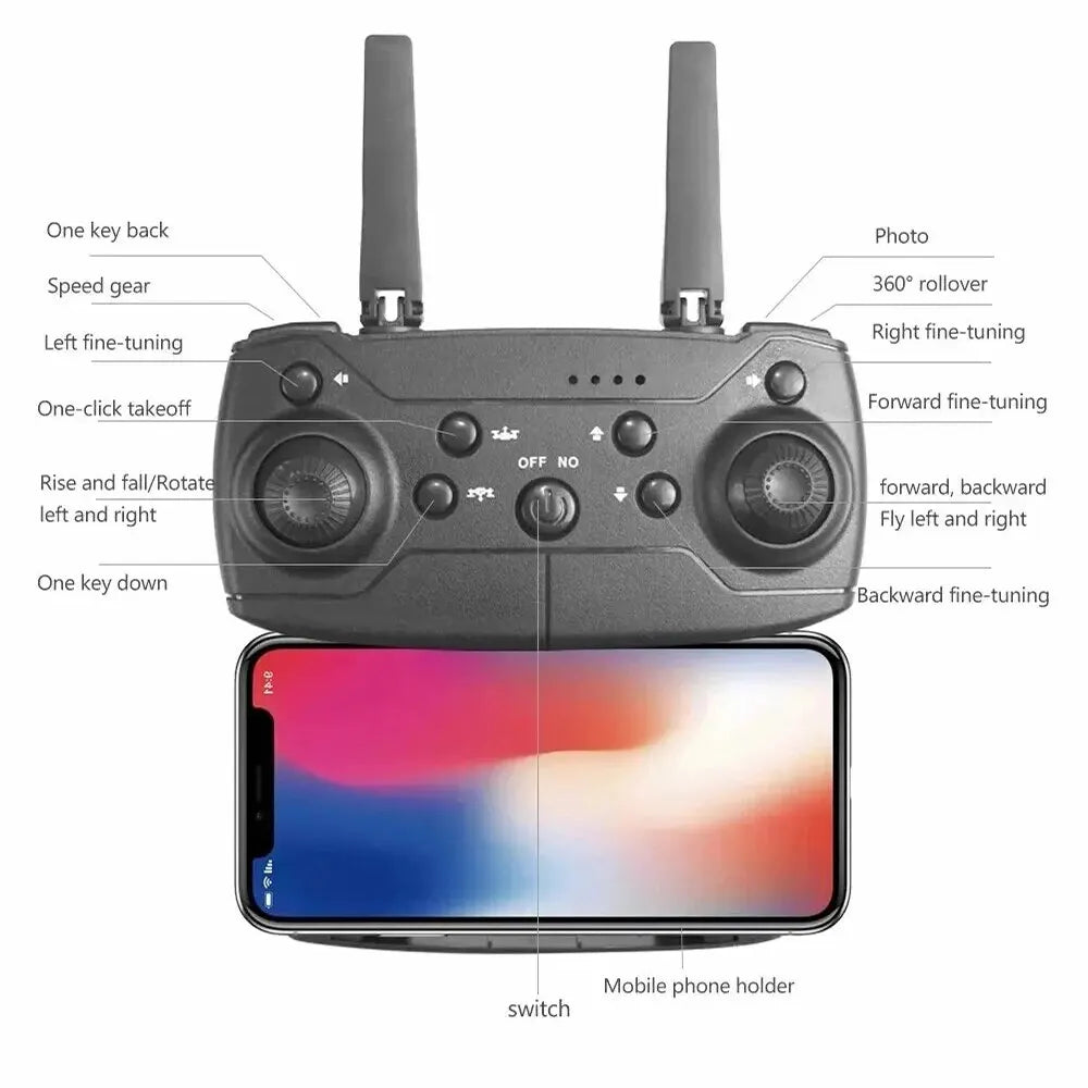 E88 Drone Toy, Dual Camera, One Key Takeoff Remote Control Men'S Gift Indoor and Outdoor, Halloween/Christmas/New Year Gift - Uknowucme