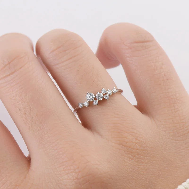 Moissanite Women'S Ring S925 Sterling Silver 18K Gold Electroplated Jewelry Ins Girl'S Daily Commute Gift For Her Best Friend - Uknowucme