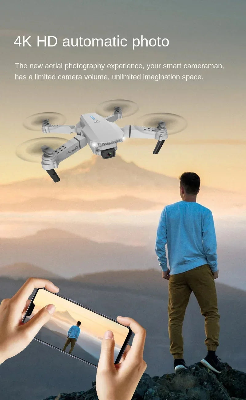 Drone E88 Pro Drone Aerial Photography High Definition 4k Dual Camera Quad Axis Remote Control Aircraft Children's Toys - Uknowucme