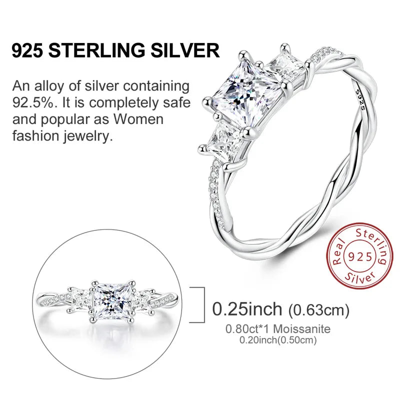 Moissanite Ring Real 925 Sterling Silver Simple Sparkling Shiny Oval Stone Ring For Women Engagement Wedding Luxury Fine Jewelry - Uknowucme
