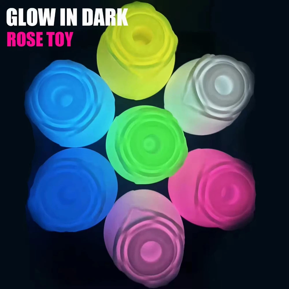 The Best of Hot Seller in the Whole Network Glow or Non Glow Rose style Sucking Vibrator for Women