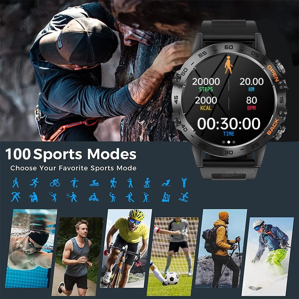 MELANDA Steel 1.39" Bluetooth Call Smart Watch Men Sports Fitness Tracker Watches IP68 Waterproof Smartwatch for Android IOS K52 - Uknowucme