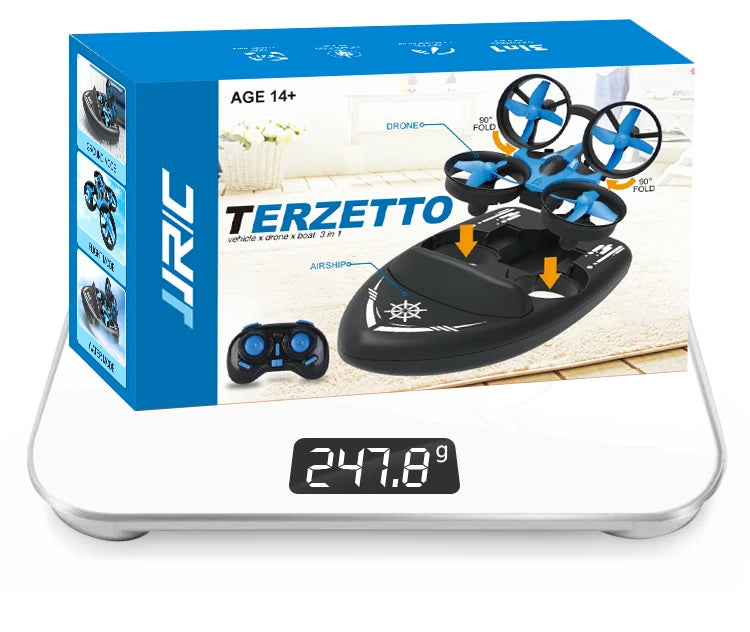 Sea, land, and air flight 3-in-1 JJRC H36F mini drone, unmanned mode, 360 ° roll 2.4G 6-axis quadcopter ship RC children's toy