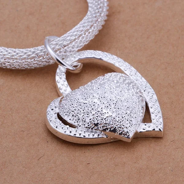 925 Sterling Silver Necklace Gorgeous Charm Fashion  Heart Wedding Lady Love for Women Noble Luxury 18 Inches 45cm Jewelry - Uknowucme