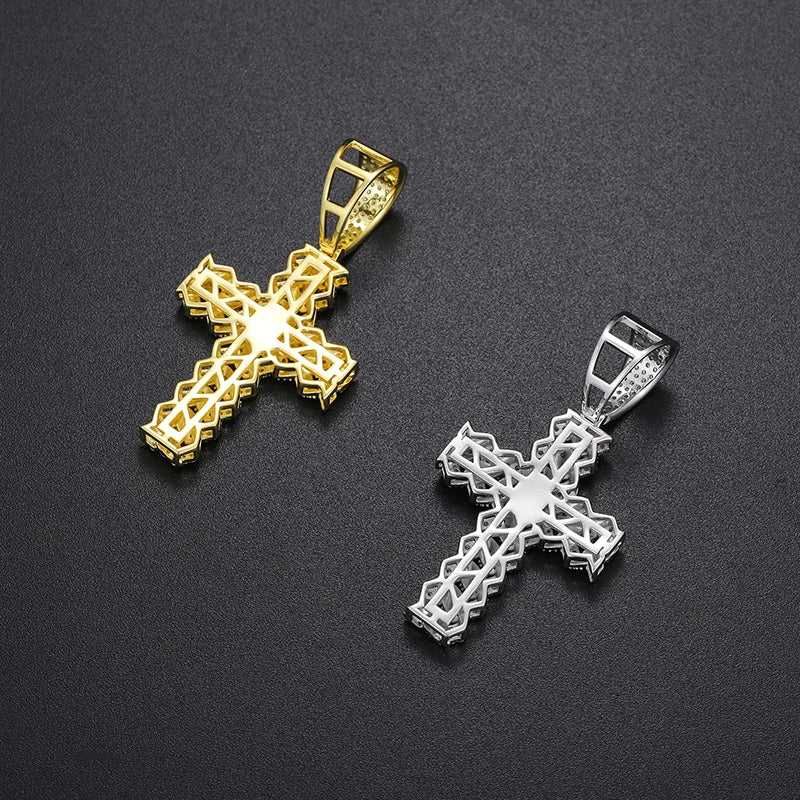 High Quality Unisex Classic Cross 14mm Cuban Link Necklace Men Mossanite Sterling Silver 925 Chains Necklaces Hip Hop Jewelry - Uknowucme